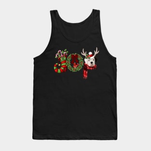 Christmas Joy Dwarf Stocking Reindeer White Boxer Tank Top